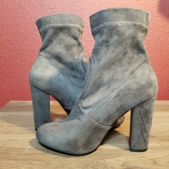 Yoki Shoes - Yoki Gray Suede Feel Ankle Boots